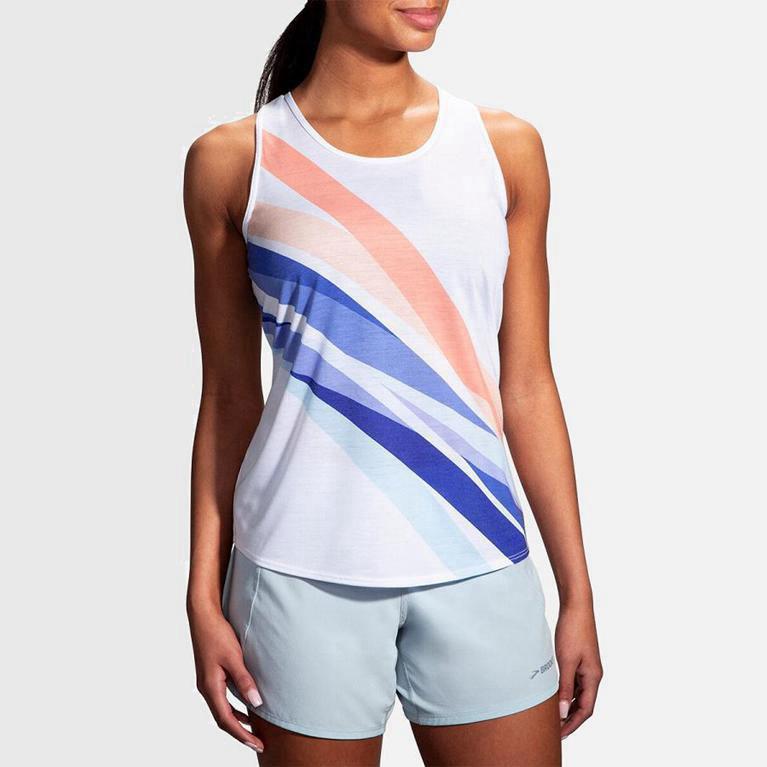 Brooks Distance NZ - Women's Running Tank Top - White (25734-WBFJ)